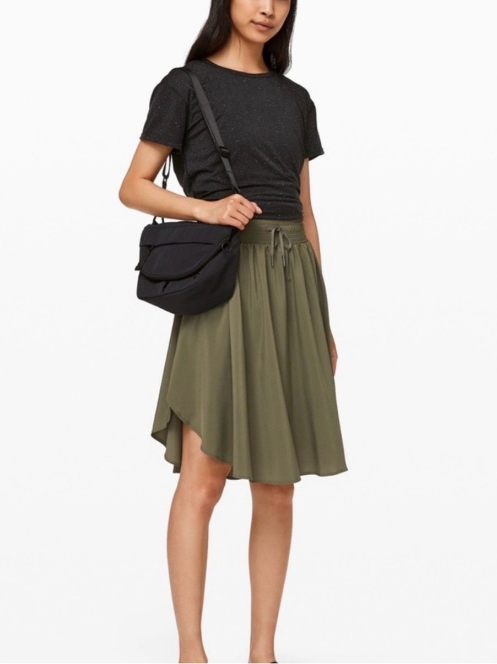 lululemon athletica The Everyday Skirt Olive Green Smocked-Waist Midi Skirt - Picture 5 of 5